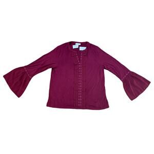 Neiman Marcus Women's Red/Burgundy Bell Sleeve Open Front Size XL